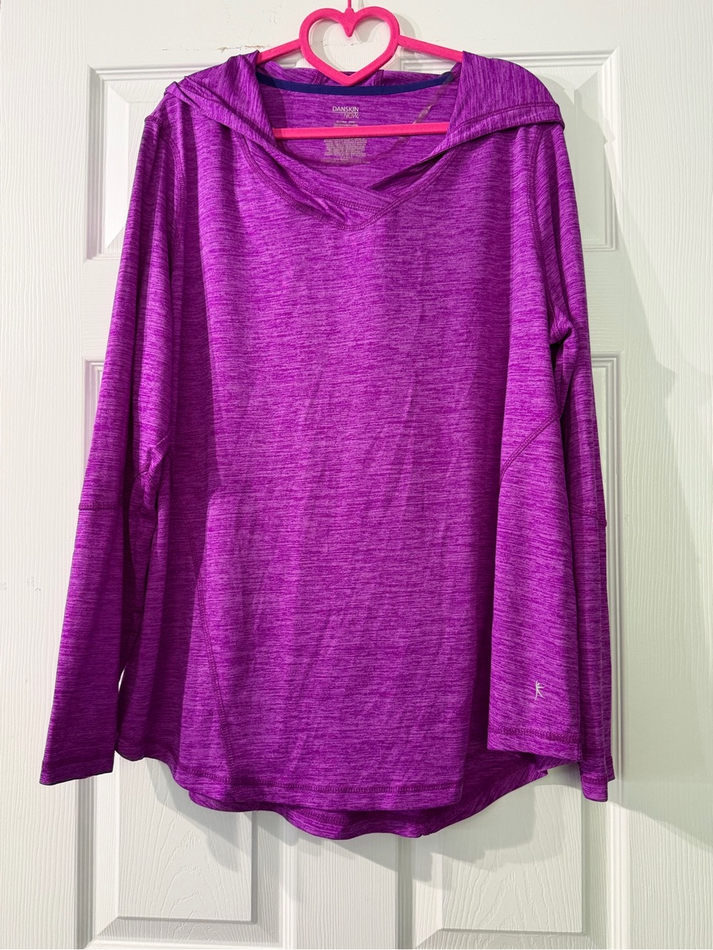 Danskin Now Heathered Purple Hooded Long-Sleeve Active Top Size 2X (18W-20W)